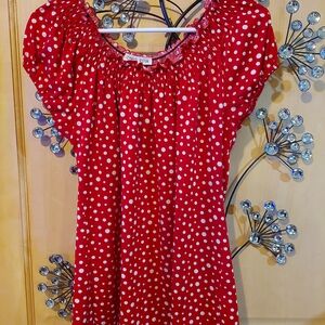 Carol Rose Red Polka Dot Blouse
